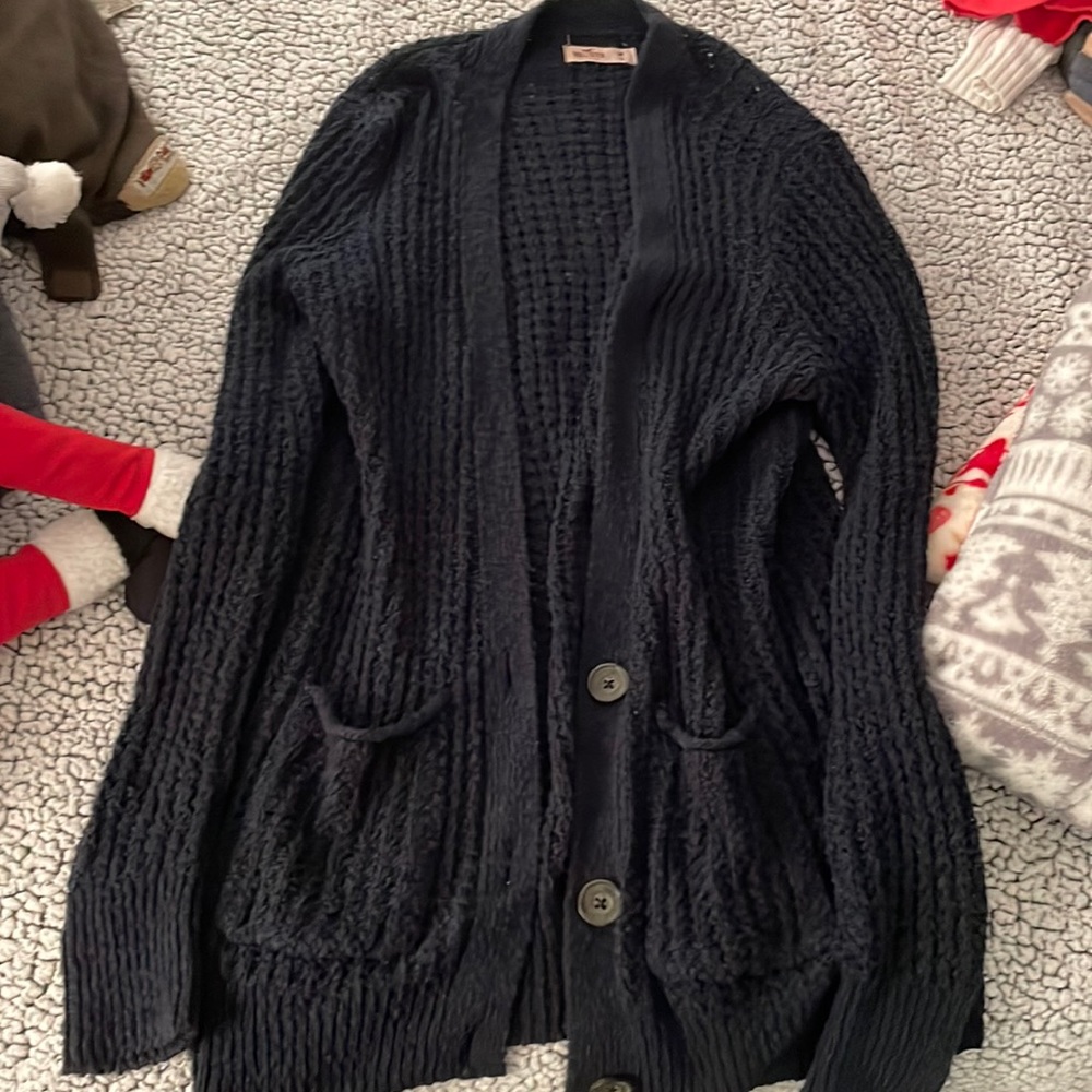 hollister blue cardigan